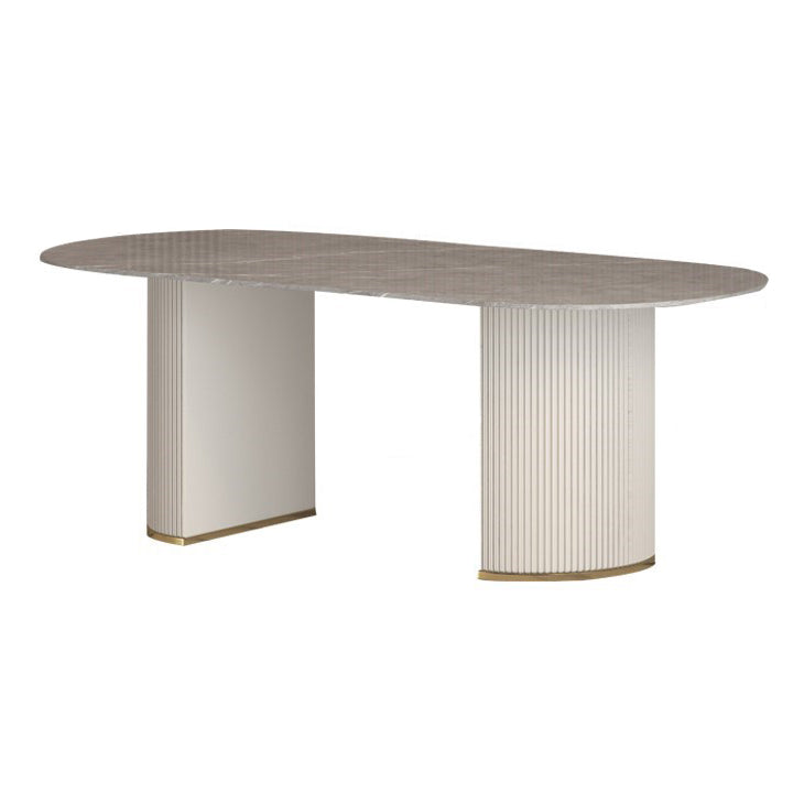 Traditional Luxury Dining Table Oval Dining Table with Double Pedestal