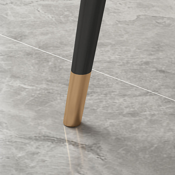 Luxury Rectangle Dining Table White Sintered Stone Top Table with 4 Iron Legs