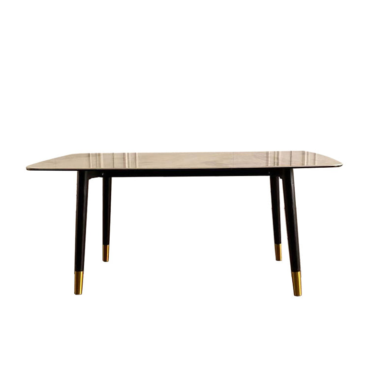Rectangle Luxury Dining Table Grey Sintered Stone Top Table with 4 Legs