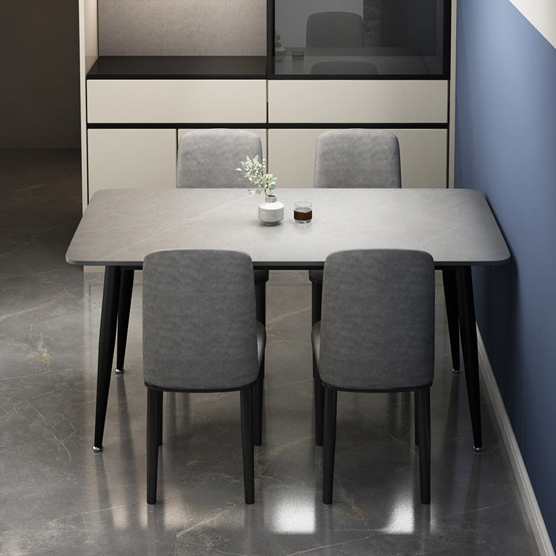 Rectangular Stone Round Table Modern Dining Table Furniture with Metal Base