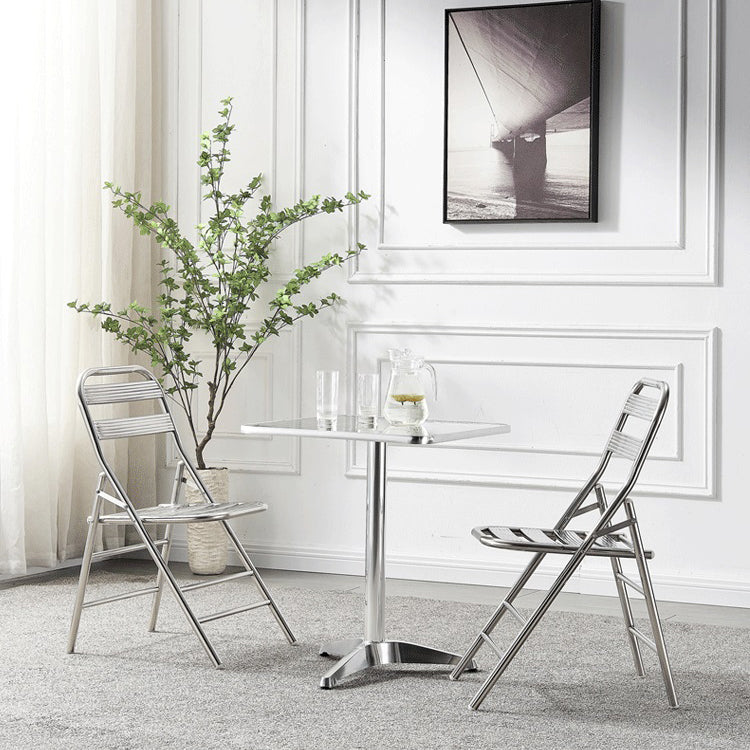 Stainless Steel Dining Table Industrial Pedestal Dining Table in Stainless Steel