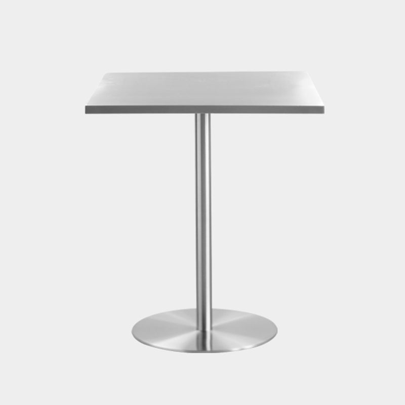 Square Dining Table Industrial Stainless Steel Table with Pedestal Base