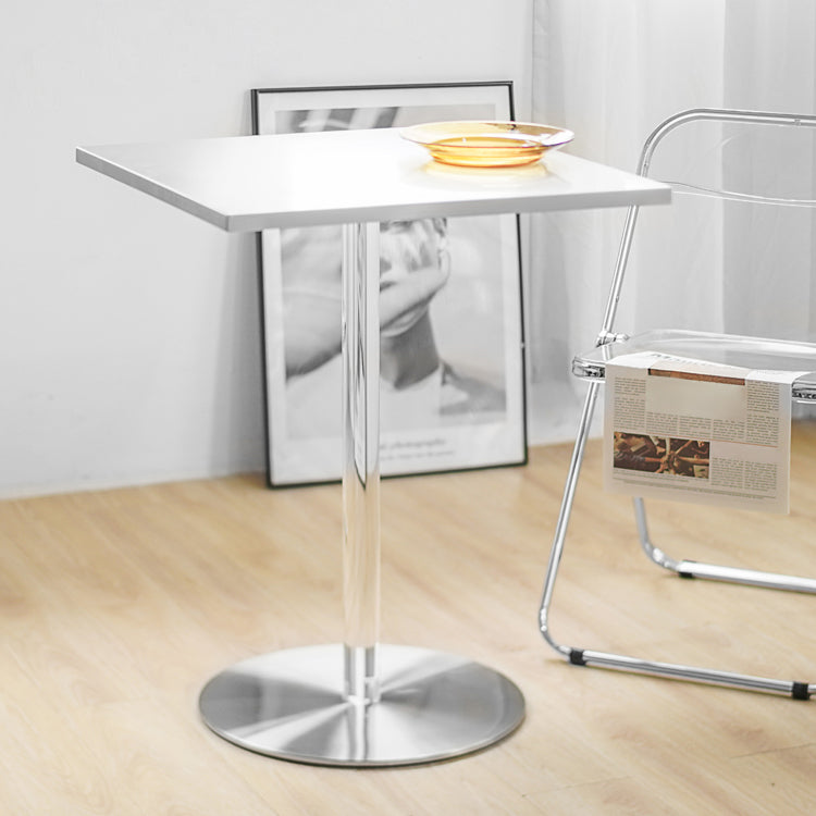 Square Dining Table Industrial Stainless Steel Table with Pedestal Base