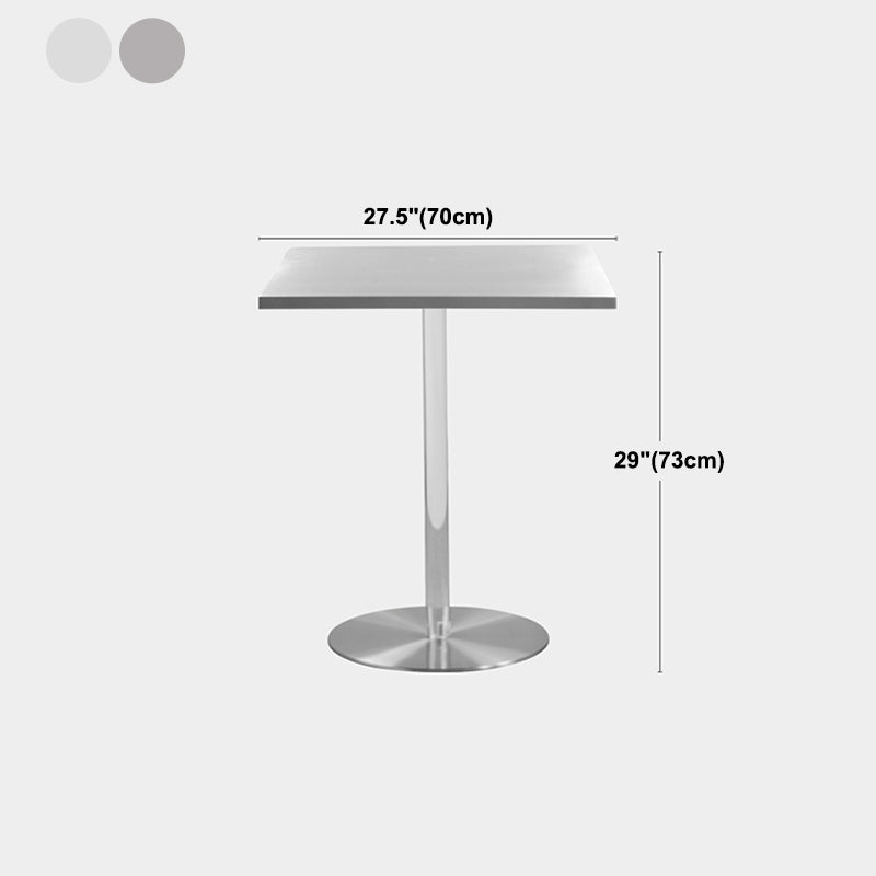 Square Dining Table Industrial Stainless Steel Table with Pedestal Base