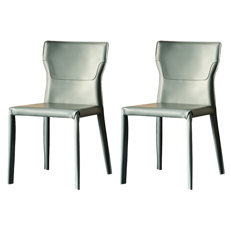 Metal Contemporary Home Side Chair with Leather Legs Matte Finish Dining Chair