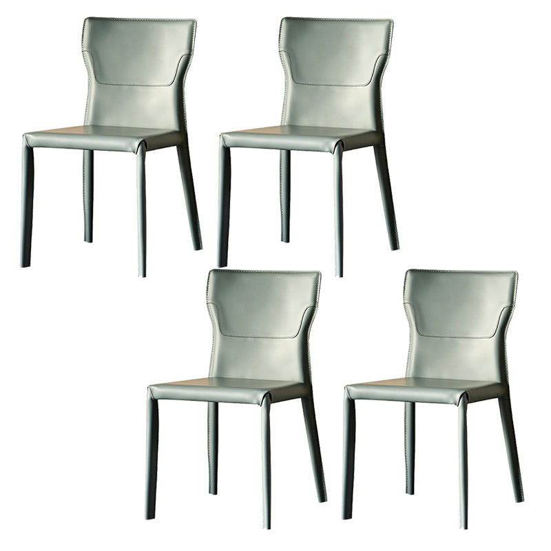 Metal Contemporary Home Side Chair with Leather Legs Matte Finish Dining Chair