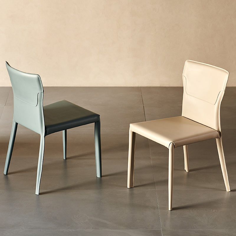 Metal Contemporary Home Side Chair with Leather Legs Matte Finish Dining Chair