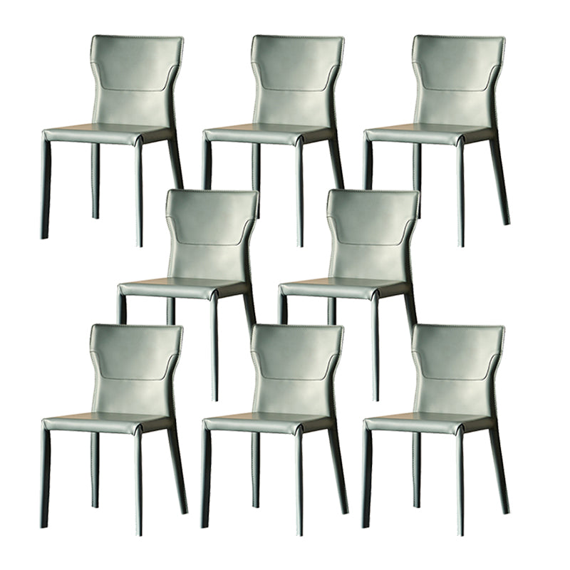 Metal Contemporary Home Side Chair with Leather Legs Matte Finish Dining Chair