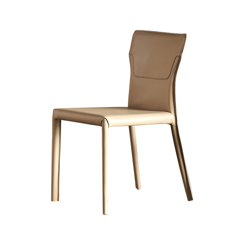 Metal Contemporary Home Side Chair with Leather Legs Matte Finish Dining Chair