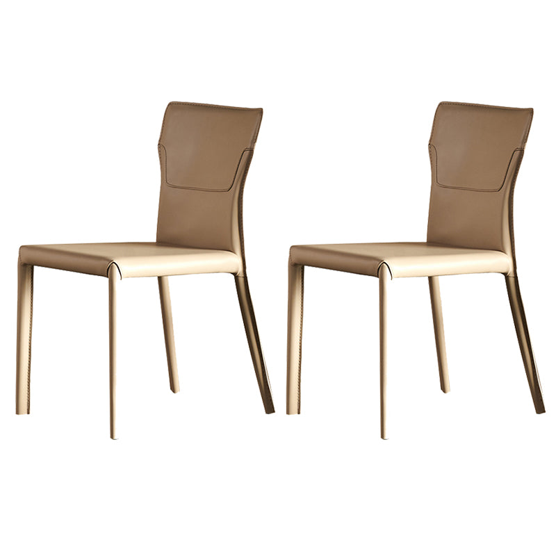 Metal Contemporary Home Side Chair with Leather Legs Matte Finish Dining Chair