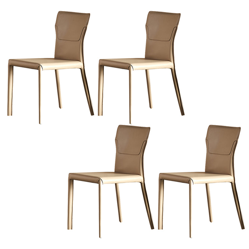 Metal Contemporary Home Side Chair with Leather Legs Matte Finish Dining Chair