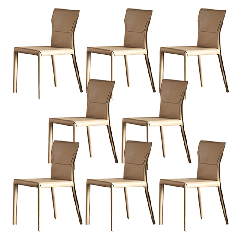 Metal Contemporary Home Side Chair with Leather Legs Matte Finish Dining Chair