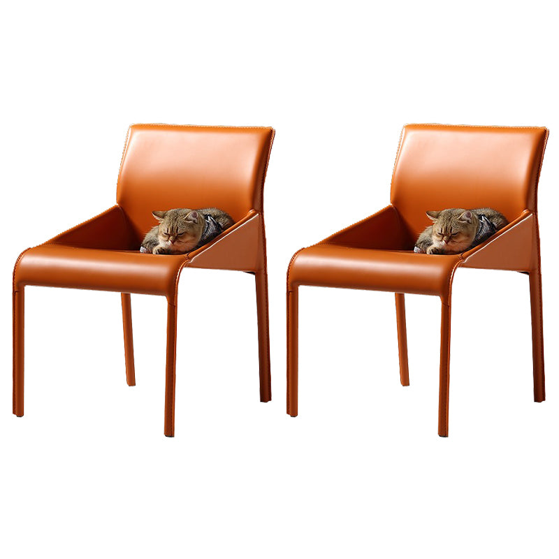 Faux Leather Contemporary Side Chair Matte Finish Solid Back Dining Chair