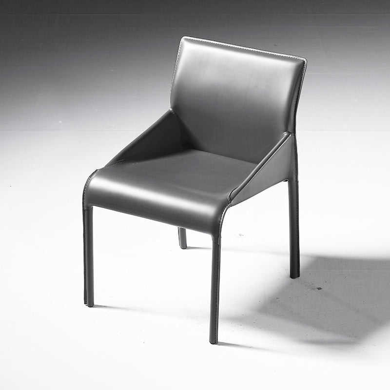 Faux Leather Contemporary Side Chair Matte Finish Solid Back Dining Chair