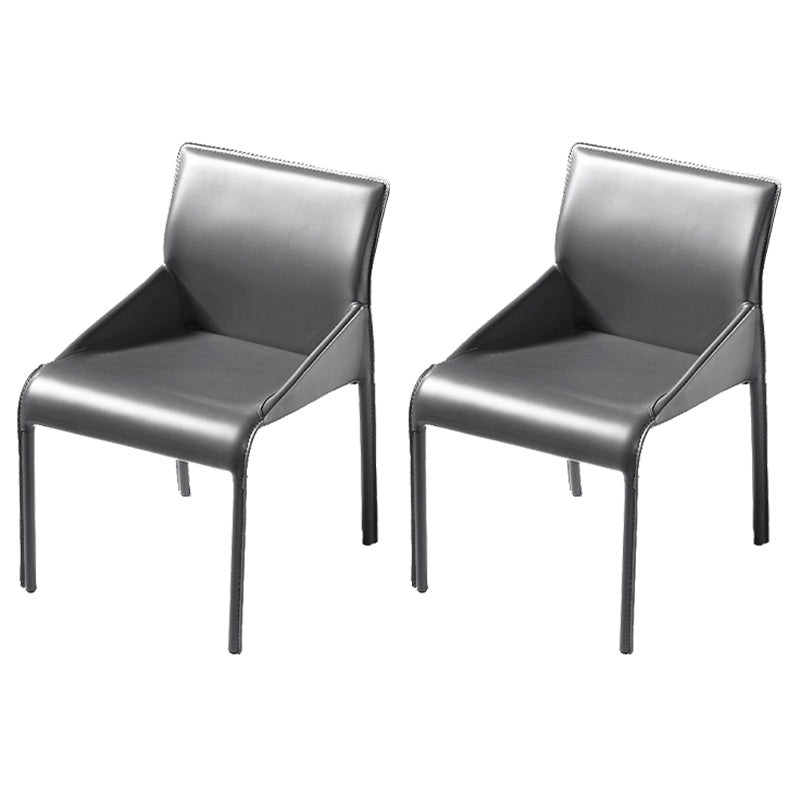 Faux Leather Contemporary Side Chair Matte Finish Solid Back Dining Chair