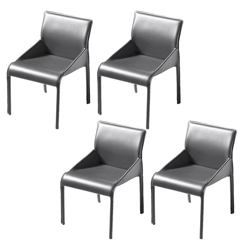 Faux Leather Contemporary Side Chair Matte Finish Solid Back Dining Chair