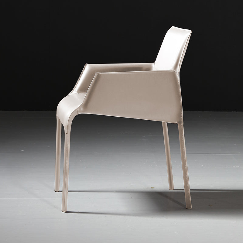 Faux Leather Contemporary Side Chair Matte Finish Solid Back Dining Chair