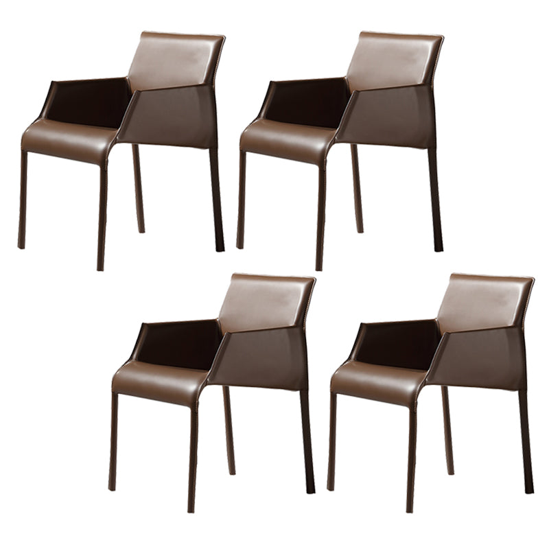 Faux Leather Contemporary Side Chair Matte Finish Solid Back Dining Chair