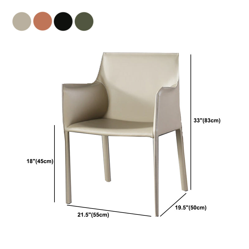 Upholstered Dining Room Chair Modern Style Faux Leather Arm Chair