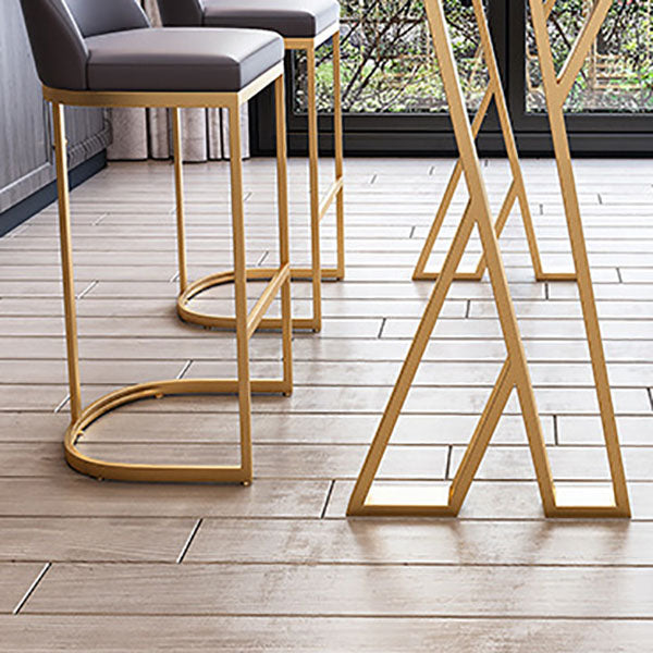 Glam Bar Table Set 1/2/3/5/7 Pcs White Stone Bar Table with Upholstered Stools