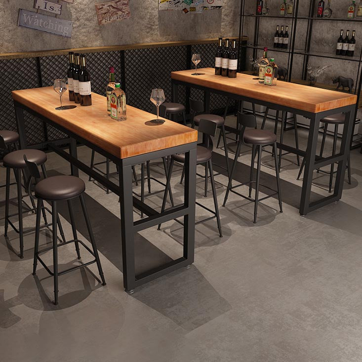 Modern 1/4/6/7 Pieces Bar Table Set Rectangle Wood Counter Table with High Stools for Cafe