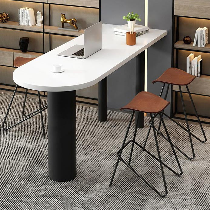 Industrial Wood Bar Table Set 1/3/4 Pcs White Free Form Bar Table with Leather Stools