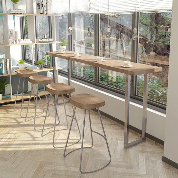 1/5 Pieces Modern Rectangular Pub Table Set Wooden Counter Table with Backless Stools