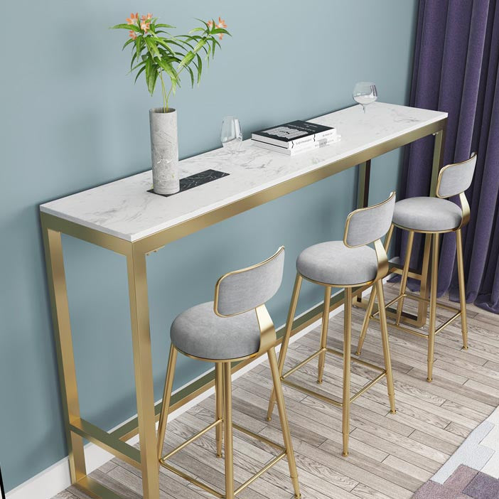 Glam 1/4/5 Pieces Bar Table Set Rectangle Stone Counter Table with High Stools for Balcony