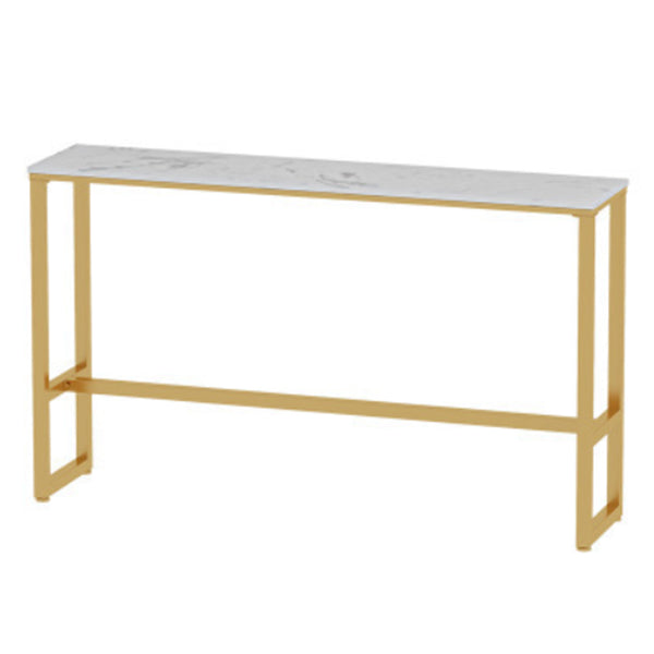 Glam 1/4/5 Pieces Bar Table Set Rectangle Stone Counter Table with High Stools for Balcony