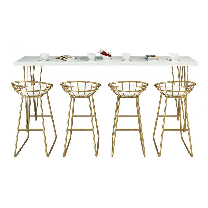 Glam Bar Table Set 1/2/5/9 Pieces Rectangle Bistro Set in White and Gold