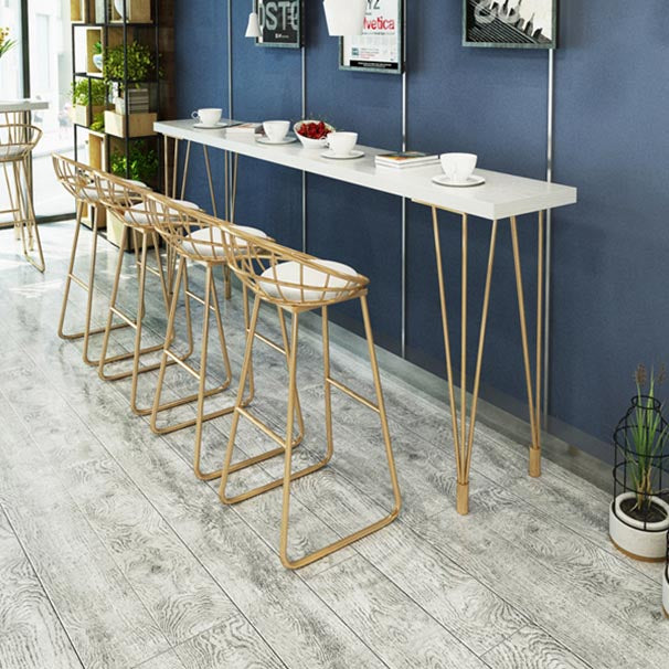 Glam Bar Table Set 1/2/5/9 Pieces Rectangle Bistro Set in White and Gold