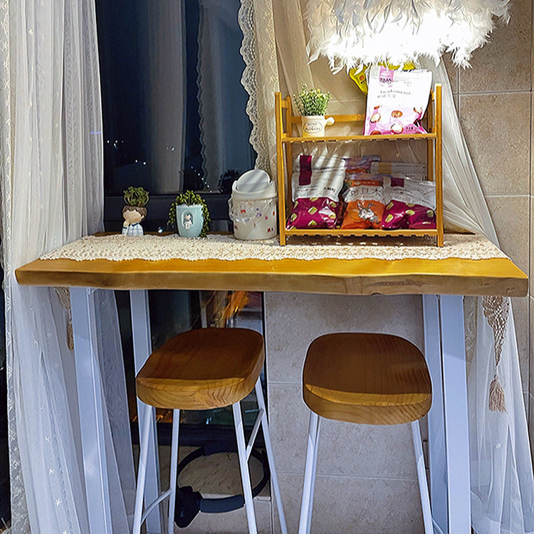 1/3 Pieces Modern Rectangular Bar Table Set Wooden Counter Table with High Stools