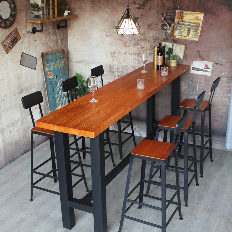 Industrial Solid Wood Counter Height Set 1/7/11 Pieces Indoor Footrest Counter Set