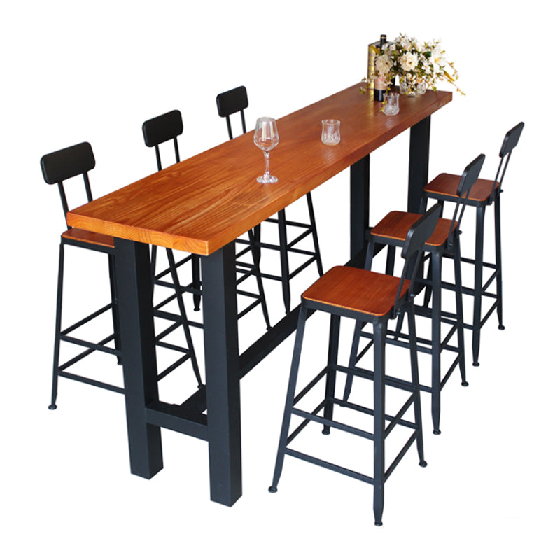 Industrial Solid Wood Counter Height Set 1/7/11 Pieces Indoor Footrest Counter Set