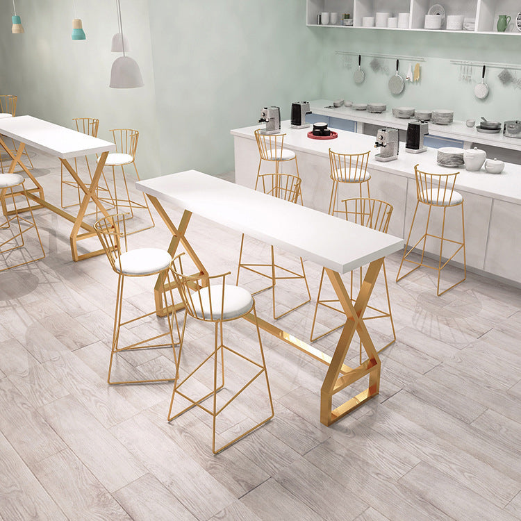 Glam Bar Table Set 1/3 Pieces Rectangle Pine Wood Counter Table with High Stool