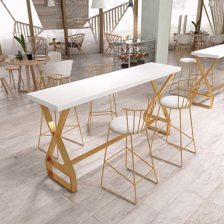 Glam Bar Table Set 1/3 Pieces Rectangle Pine Wood Counter Table with High Stool