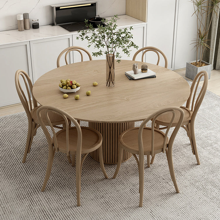 Round Dining Table Set 1/2/4/7 Pcs Solid Wood Dining Table and Chairs