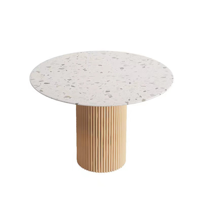 Stone Top Dining Set 1/4/5/7 Pcs Solid Wood Frame Dining Table and Chairs