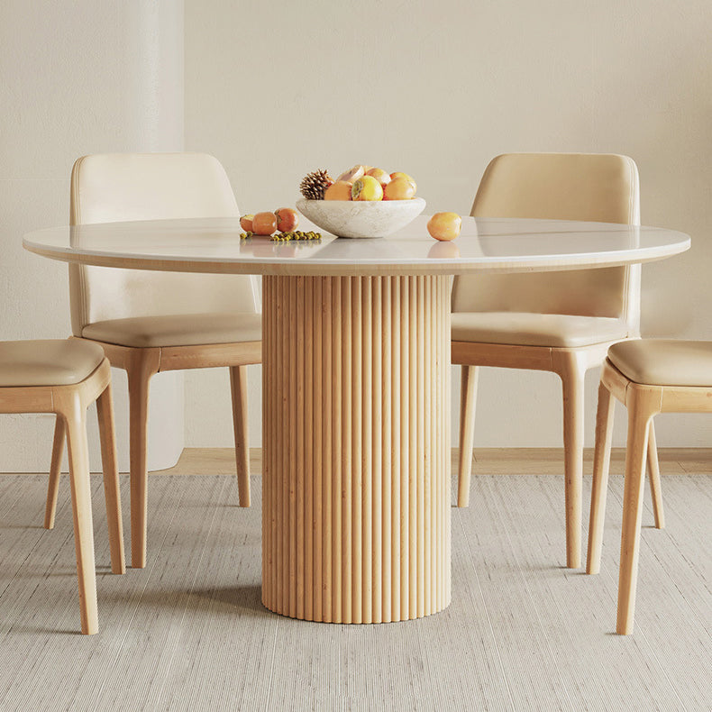 Stone Top Dining Set 1/4/5/7 Pcs Solid Wood Frame Dining Table and Chairs