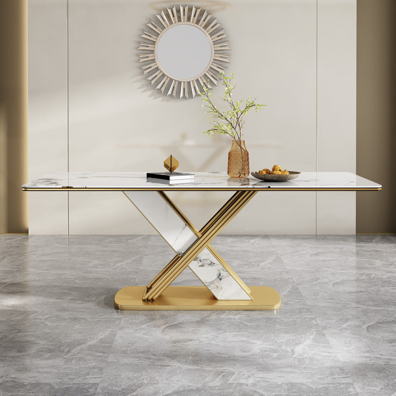 Luxurious Rectangle Dining Set 1/4/6/7 Pieces Sintered Stone Top Dinette Table Set