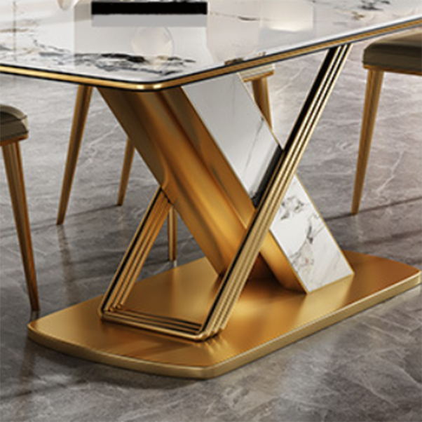 Luxurious Rectangle Dining Set 1/4/6/7 Pieces Sintered Stone Top Dinette Table Set