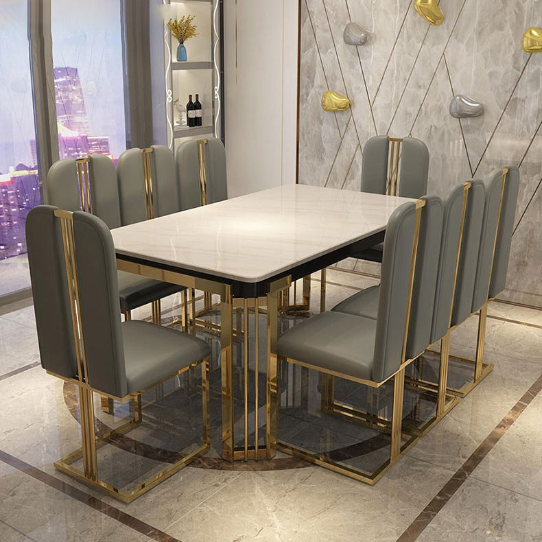 Contemporary Sintered Stone Rectangle Table Set 1/2/5/7/9 Pieces Dining Set for Home