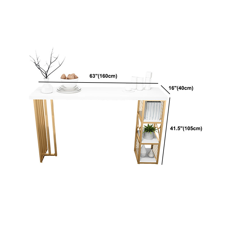 Glam 1/2/3/5 Pieces Bar Table Set Rectangle Bar Table with Metal High Stools for Kitchen