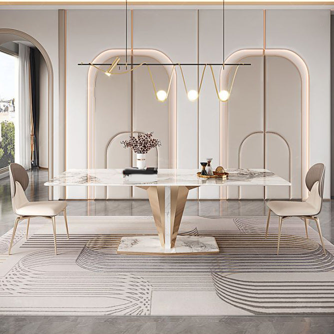 Luxurious 1/2/3/4/5/6/7 Pieces Rectangle Dining Set Sintered Stone Top Dinette Table Set