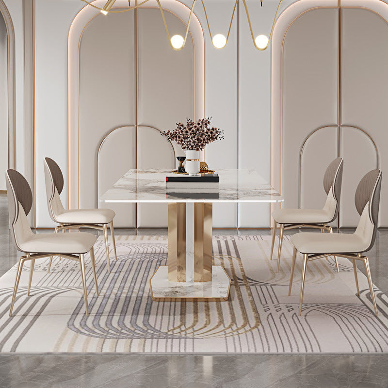 Luxurious 1/2/3/4/5/6/7 Pieces Rectangle Dining Set Sintered Stone Top Dinette Table Set