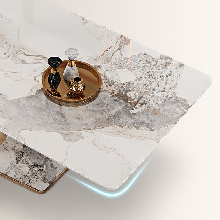 Luxurious 1/2/3/4/5/6/7 Pieces Rectangle Dining Set Sintered Stone Top Dinette Table Set