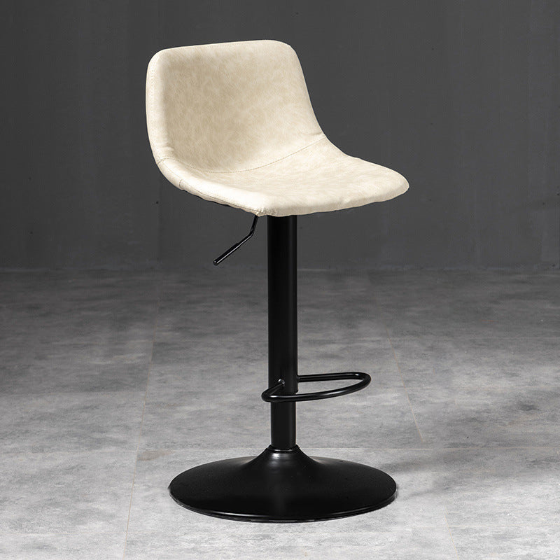 Contemporary Metal Barstool Faux Leather Upholstered Counter Stool Home