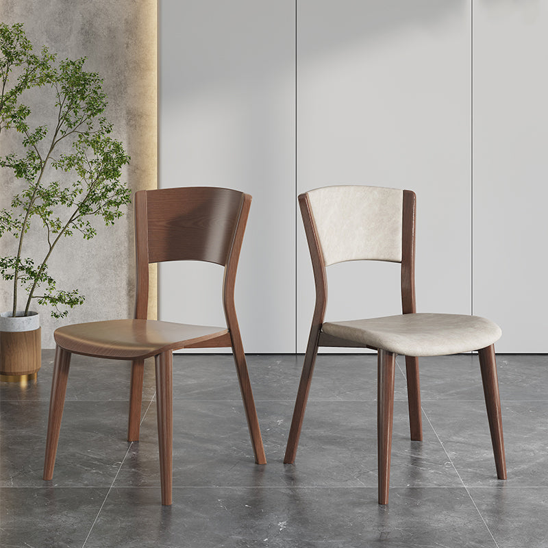 Contemporary Style Dining Chairs Oak Solid Wood Open Back Armless Chair