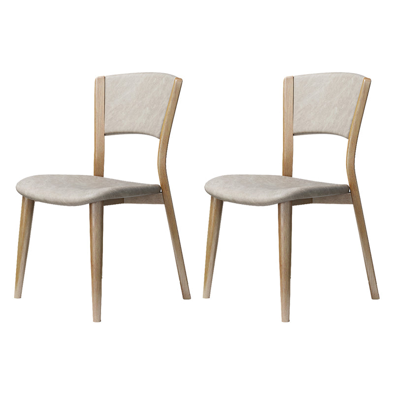 Contemporary Style Dining Chairs Oak Solid Wood Open Back Armless Chair