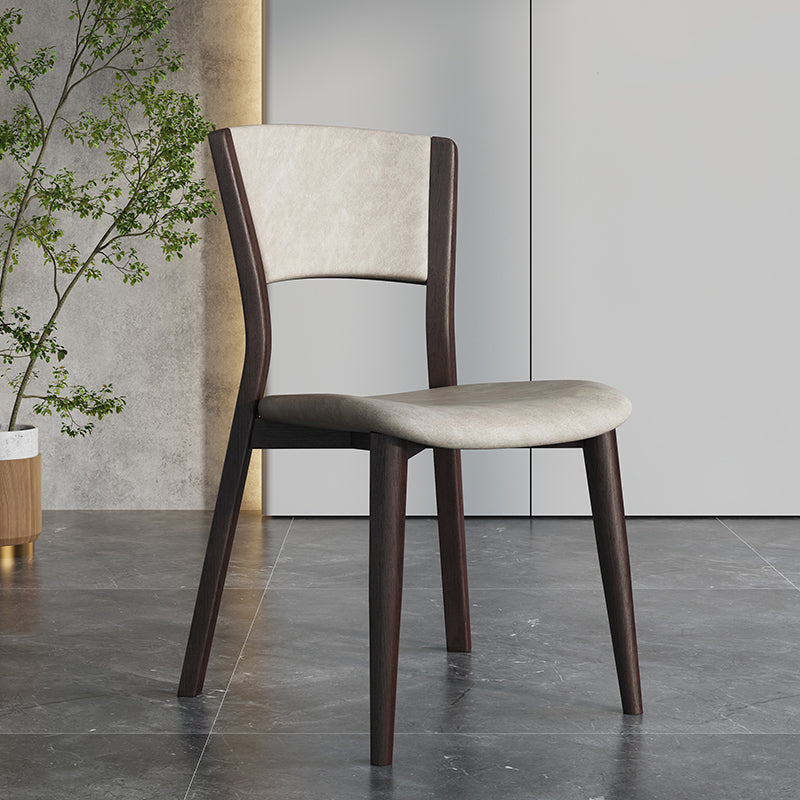Contemporary Style Dining Chairs Oak Solid Wood Open Back Armless Chair